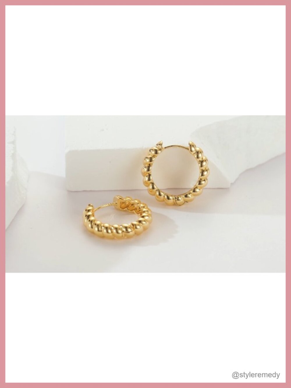 14K Gold Plated Chunky Huggie Hoop Earrings for Women - Picture 6 of 6